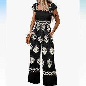 Black and White Patterned Jumpsuit